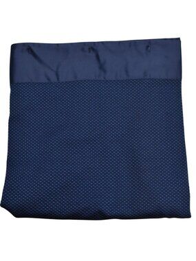 Vintage Navy Blue Textured Fabric Shower Curtain Satin Trim 70x70 MCM Elegant